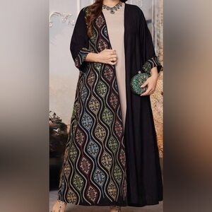 Elegant Embroidered Multicolor Patterned one piece Abaya